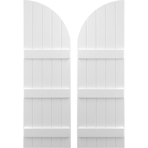Ekena Millwork Americraft 5-Board (3 Batten) Wood Joined Board-n-Batten Shutters w/ Arch Top, ARW401BQ518X77WHH, PR ARW401BQ518X77WHH - main